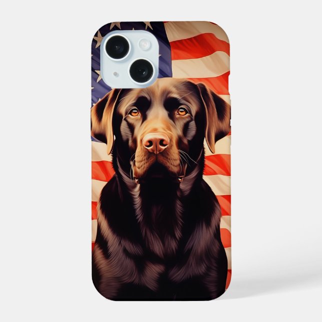American Flag Chocolate Labrador Iphone Case (Back)