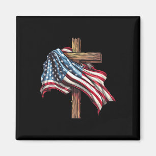 American Flag Christian Cross Jesus 4th Of July Me Magnet