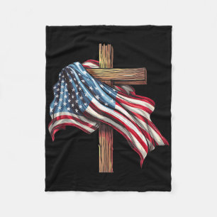 American Flag Christian Cross Jesus 4th Of July Pa Fleece Blanket