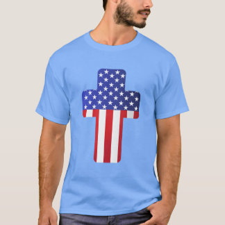 American Flag Christian Cross Patriotic Faith USA T-Shirt