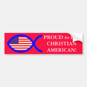 American Flag Christian Fish Symbol Bumper Sticker
