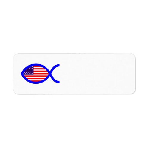 American Flag Christian Fish Symbol Label
