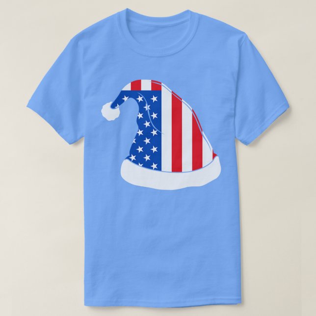 American Flag Christmas Hat Tshirt (Design Front)