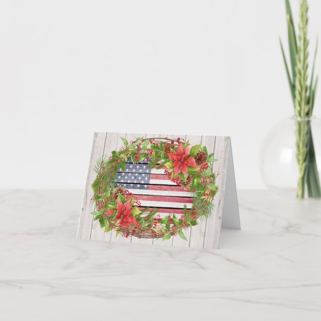 American Flag Christmas / Holiday Card (Front)