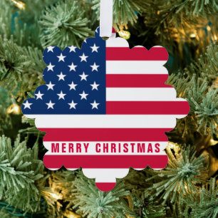 American Flag Christmas Ornament Cards