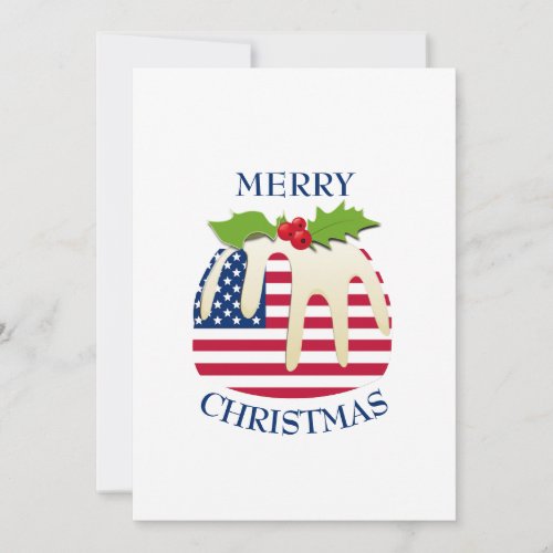 AMERICAN FLAG Christmas Pudding Holiday Card