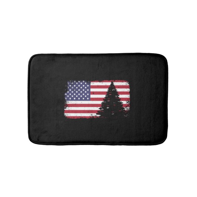 american flag christmas tree bath mat (Front)