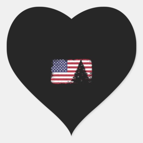 american flag christmas tree heart sticker