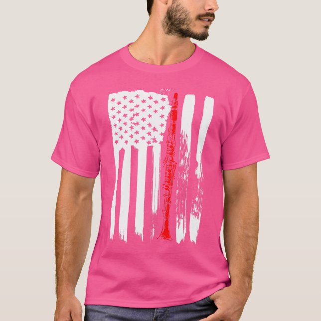 American Flag Clarinet Tshirt Flute Musician Instr (Front)