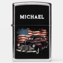 American Flag Classic Car- 4th of July USA