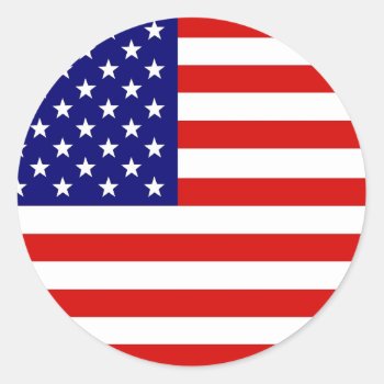 American Flag Classic Round Sticker by prawny at Zazzle