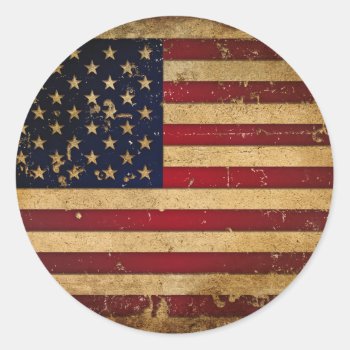 American Flag Classic Round Sticker by originalbrandx at Zazzle