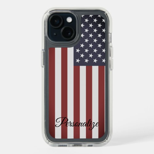 American flag clear iPhone 15 Presidio Speck case