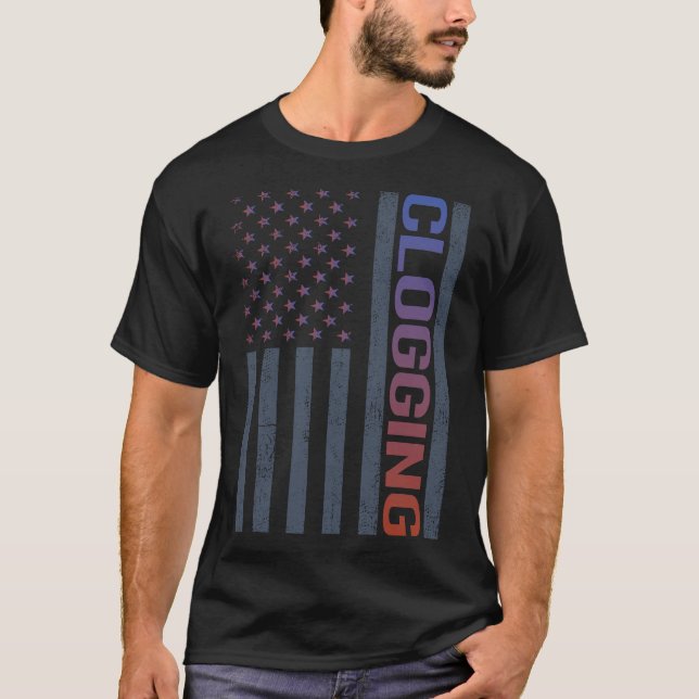American Flag Clogging Clog Clogger T-Shirt (Front)