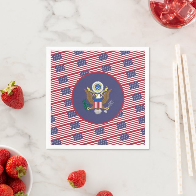 American Flag & Coat of Arms, United States Napkins (Insitu)