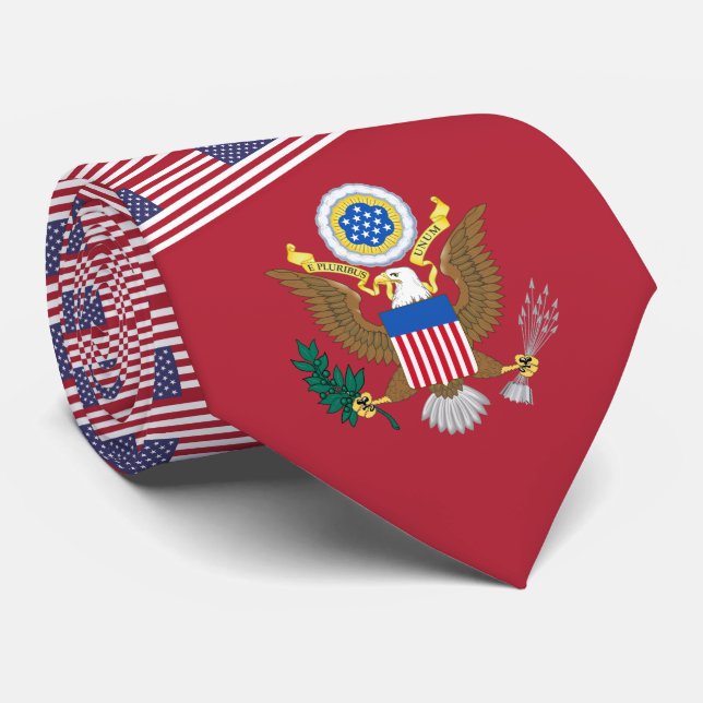 American Flag & Coat of Arms, United States Neck Tie (Rolled)