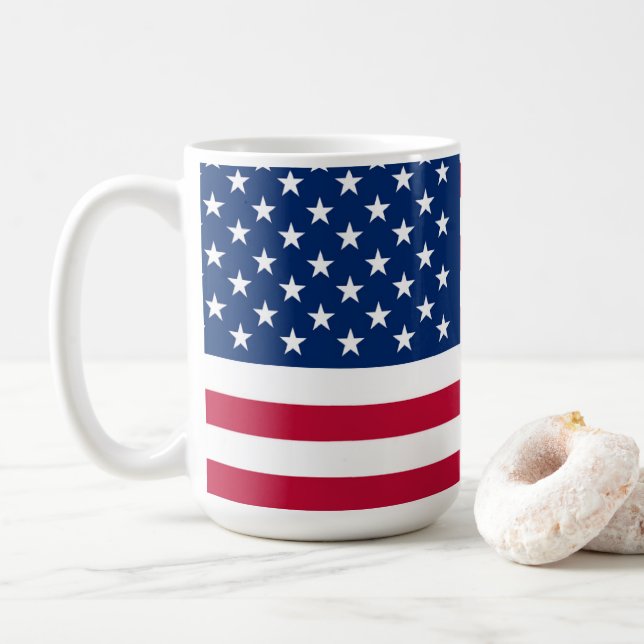 American Flag  Coffee Mug (With Donut)