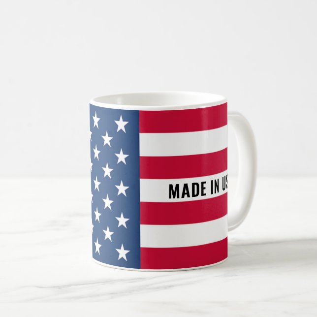 American Flag Coffee Mug Made in USA (Front Right)