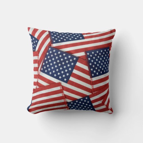 American Flag Collection Throw Pillow