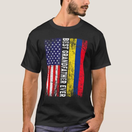 American Flag  Colombia Flag Best Grandfather Eve T_Shirt