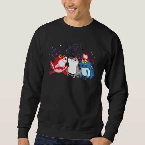 American Flag Color Frog  4th Of July Men Women Ou Sweatshirt