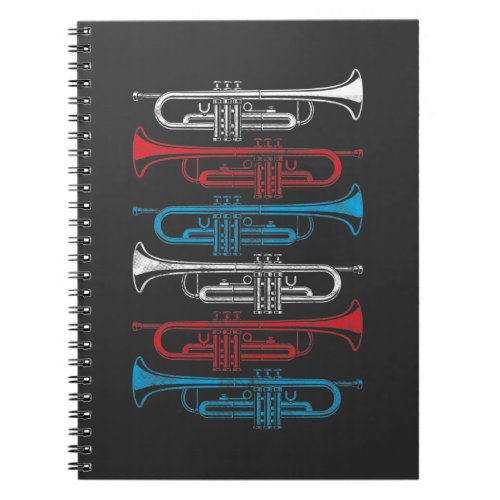 American Flag Color Trumpet Musical Instrument Notebook