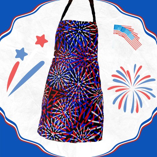 American Flag Colors Firework Design  Apron