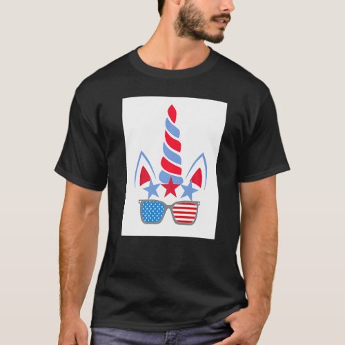 American Flag Colors Funny 4th Of July Unicorn Ent T_Shirt