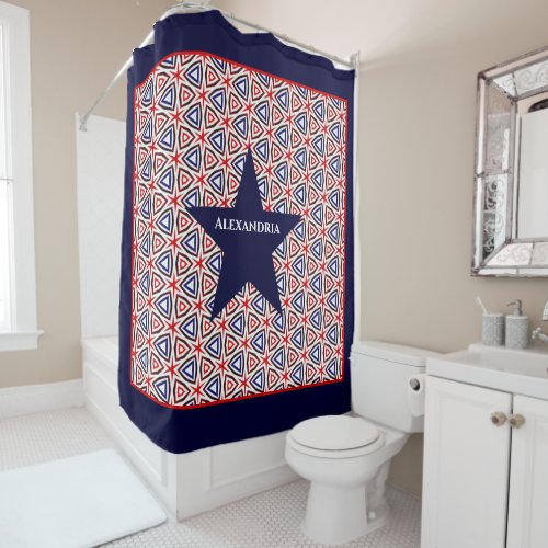  American Flag Colors Patriotic Pattern Star Shower Curtain