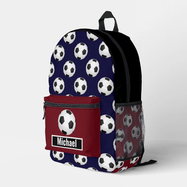 American Flag Colors Soccer Boys Backpack (Back Corner Right)