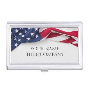 American Flag Company Name  Business Card Case