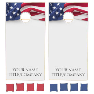 American Flag Company Name/Logo Patriotic Cornhole Set