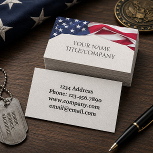 American Flag Company Name Paper Texture Business Card