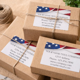 American Flag Company Name  Rectangular Sticker