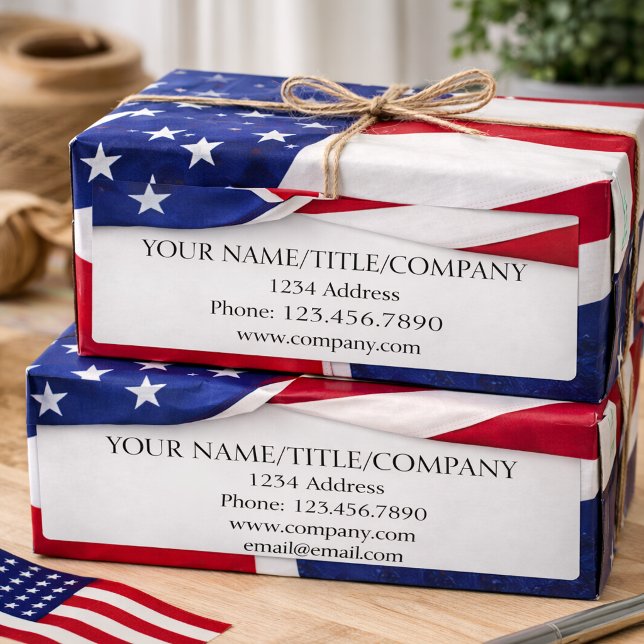 American Flag Company Name Shipping Labels  (Creator Uploaded)
