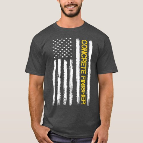 American Flag Concrete Finisher Construction T_Shirt