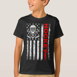 American Flag Cool Ice Hockey Player Men Women Boy T-Shirt