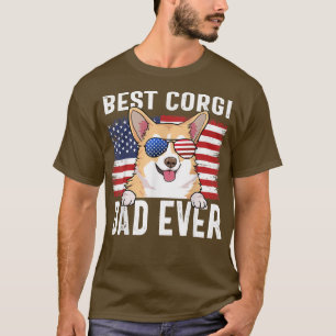 American Flag Corgi Dad Dog Lover Gift For Fathers T-Shirt