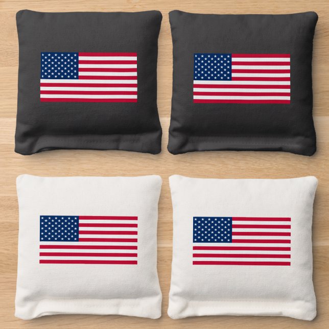 American Flag Cornhole Bags (Wood)
