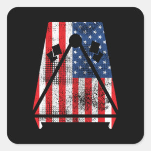 American Flag Cornhole Board USA Patriot Square Sticker