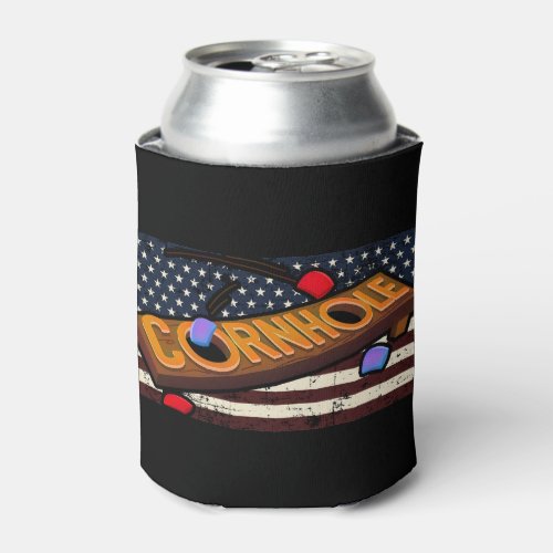 American Flag Cornhole Can Cooler