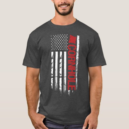American Flag cornhole USA Patriotic Fathers Day  T_Shirt
