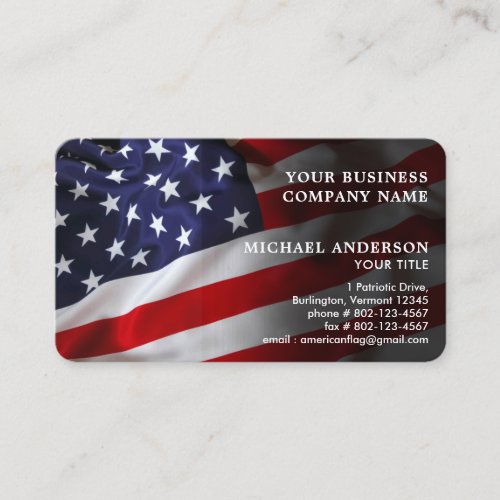 American Flag Corporate Professional Patriotic Business Card