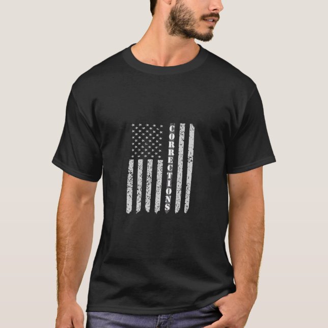 American Flag Corrections Officer Shirt Thin Gray  (Front)