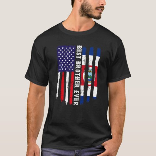 American Flag  Costa Rica Flag Best Brother Ever  T_Shirt