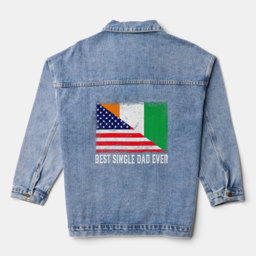 American Flag  Cte Divoire Flag Best Single Dad Denim Jacket