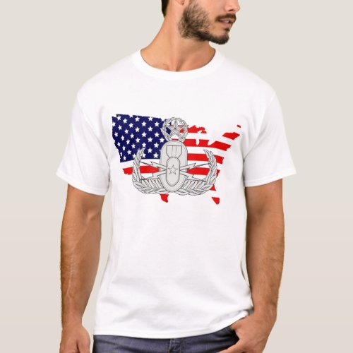 American Flag Country wEOD Badge T_Shirt