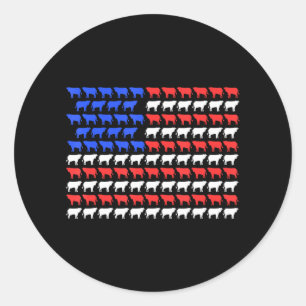 American Flag Cow Farmer Farm Animal Farming Classic Round Sticker