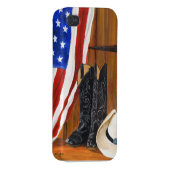 American flag, cowboy boots and cowboy hat iPhone case (Back Right)