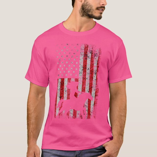 American Flag Cowboy Women Gift Horseback Equestri T-Shirt (Front)